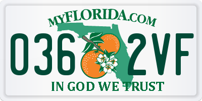 FL license plate 0362VF