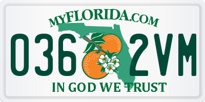 FL license plate 0362VM