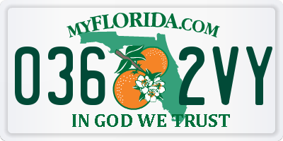 FL license plate 0362VY