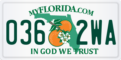 FL license plate 0362WA