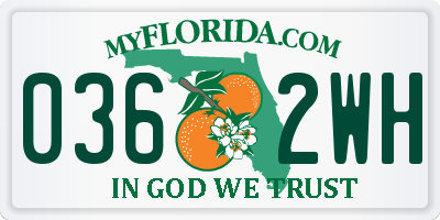 FL license plate 0362WH