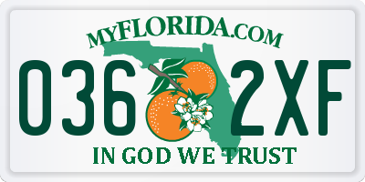 FL license plate 0362XF