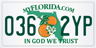 FL license plate 0362YP