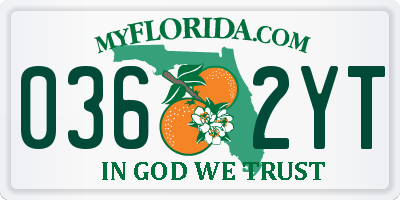FL license plate 0362YT
