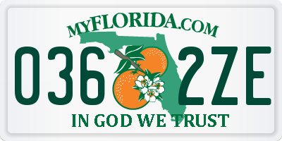 FL license plate 0362ZE