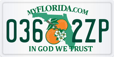 FL license plate 0362ZP