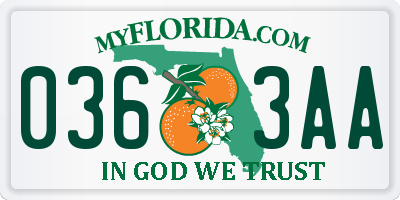 FL license plate 0363AA