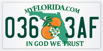 FL license plate 0363AF