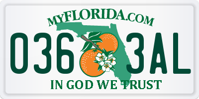 FL license plate 0363AL