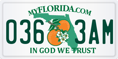 FL license plate 0363AM