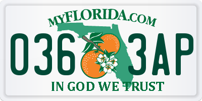 FL license plate 0363AP