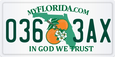FL license plate 0363AX
