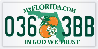 FL license plate 0363BB