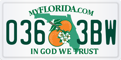 FL license plate 0363BW