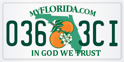 FL license plate 0363CI