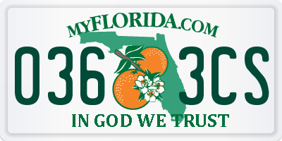 FL license plate 0363CS