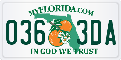 FL license plate 0363DA