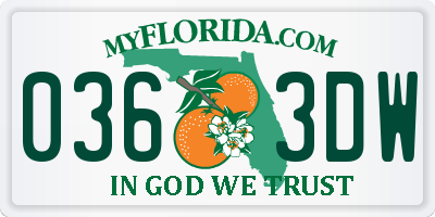 FL license plate 0363DW