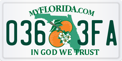 FL license plate 0363FA