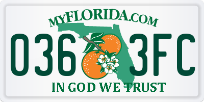 FL license plate 0363FC