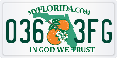 FL license plate 0363FG