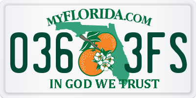 FL license plate 0363FS