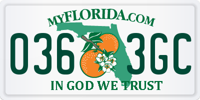 FL license plate 0363GC