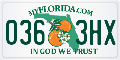 FL license plate 0363HX