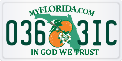 FL license plate 0363IC