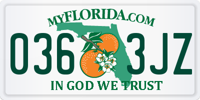 FL license plate 0363JZ