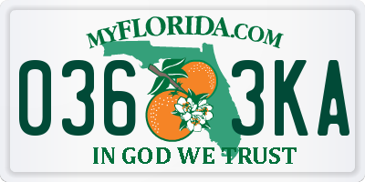 FL license plate 0363KA