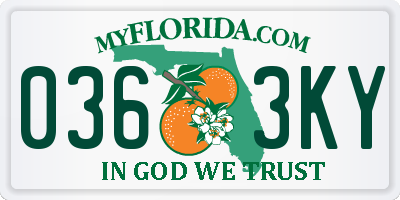 FL license plate 0363KY