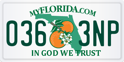 FL license plate 0363NP