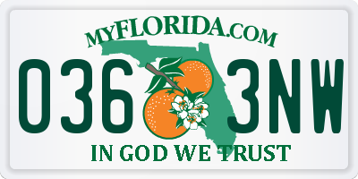 FL license plate 0363NW