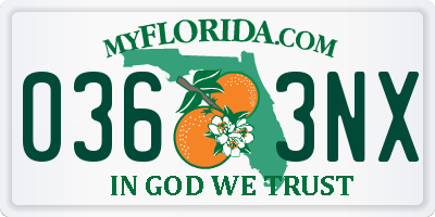 FL license plate 0363NX