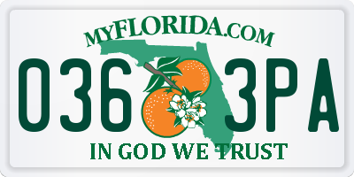 FL license plate 0363PA