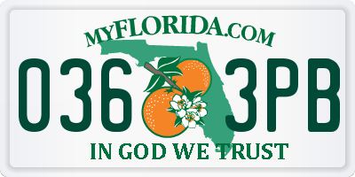 FL license plate 0363PB
