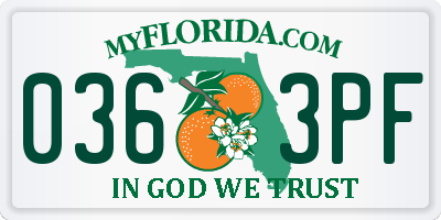 FL license plate 0363PF