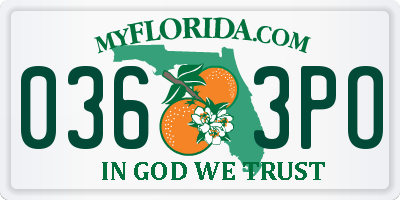 FL license plate 0363PO
