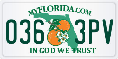 FL license plate 0363PV