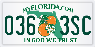 FL license plate 0363SC