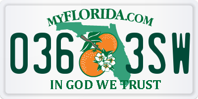 FL license plate 0363SW