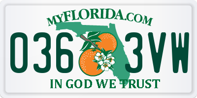 FL license plate 0363VW