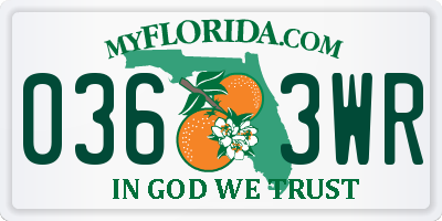 FL license plate 0363WR