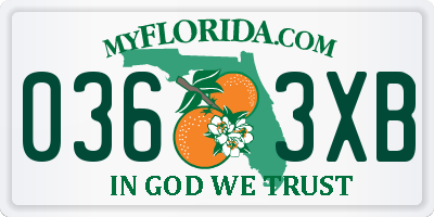 FL license plate 0363XB