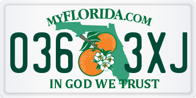 FL license plate 0363XJ