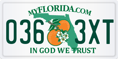 FL license plate 0363XT