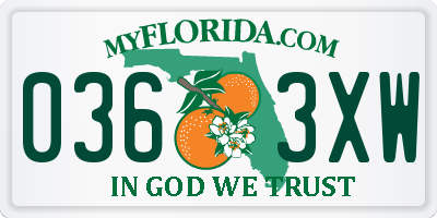 FL license plate 0363XW