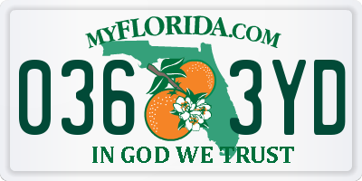 FL license plate 0363YD