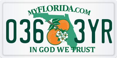 FL license plate 0363YR